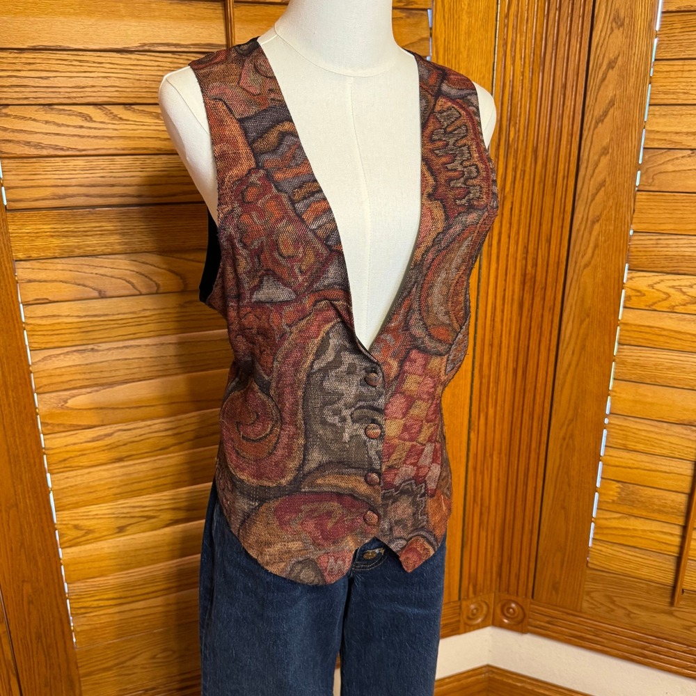 Sunbelt Sportswear Vintage Cottage Core Vest Paisley Waistcoat One Size